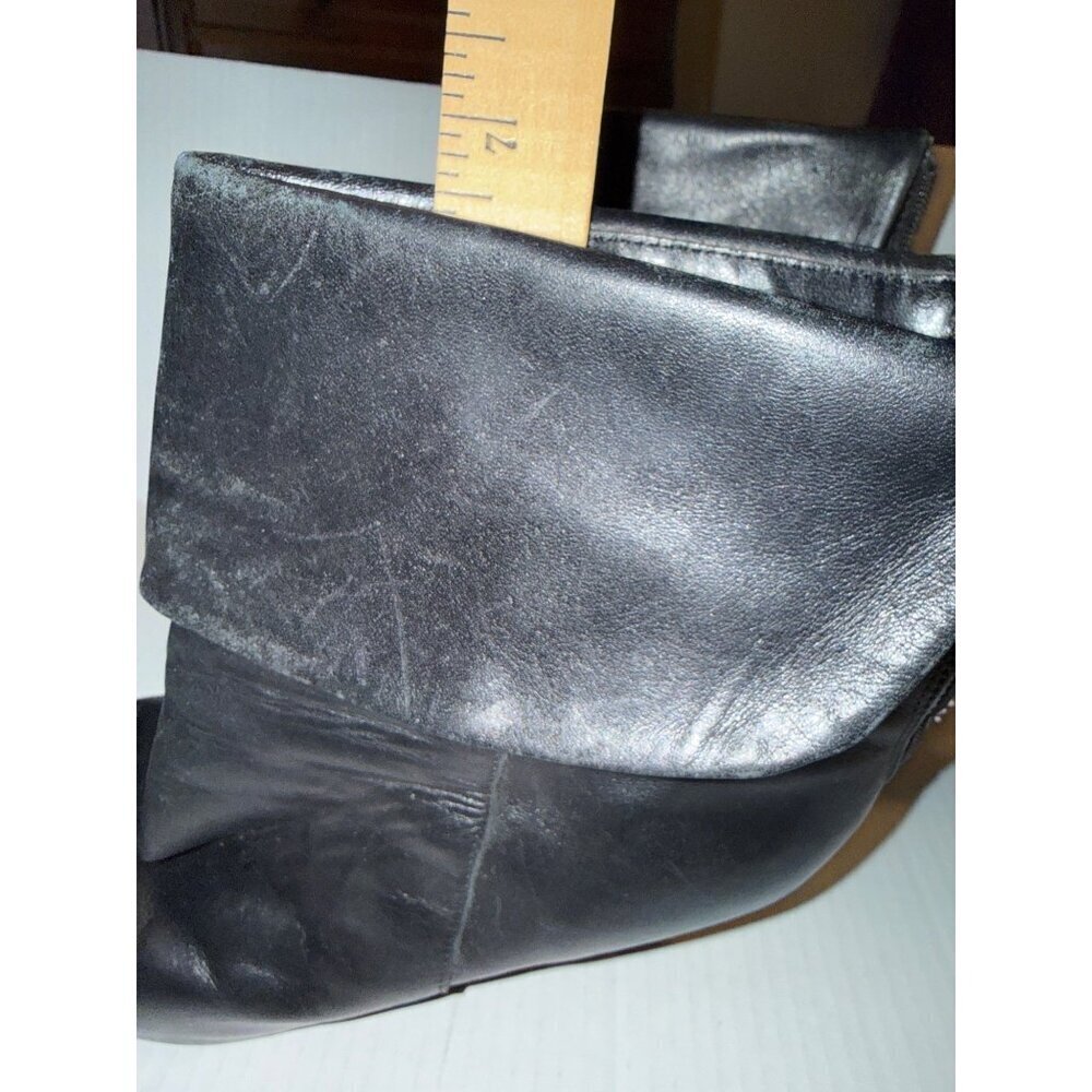 Lauren Ralph Lauren Leola Black Leather Ankle boots Fold-over cuff Size 10B - Picture 10 of 11